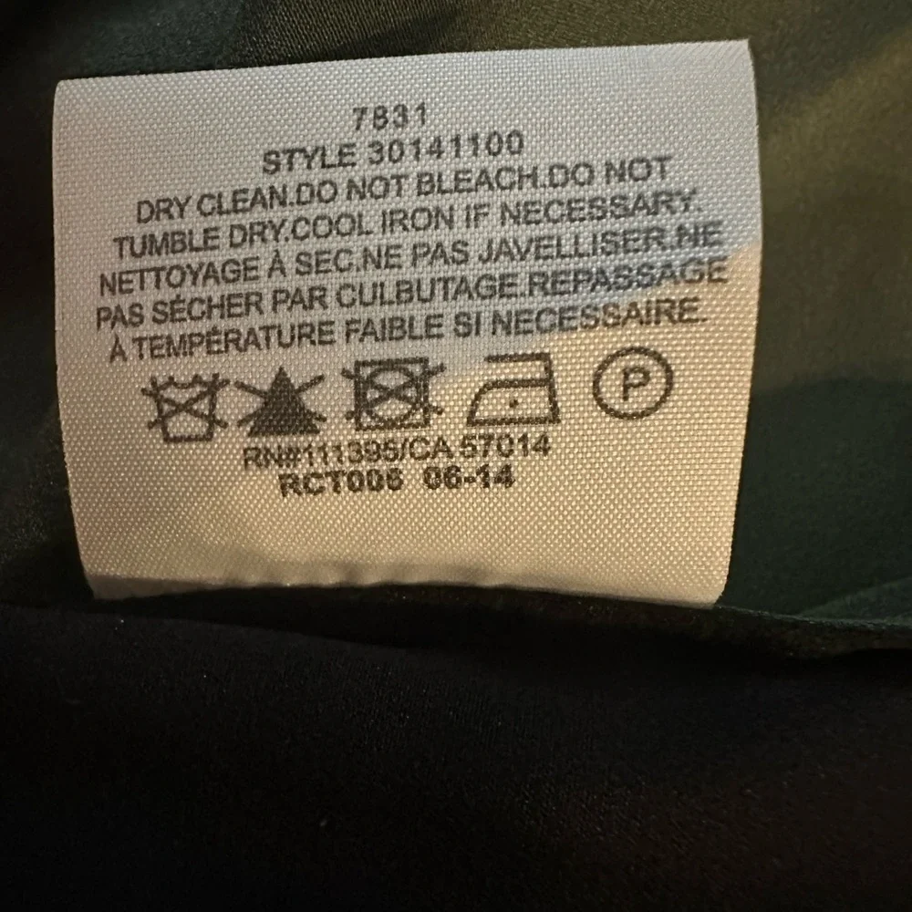 Tory Burch Chic Olive Green Blouse with Black Trim size 10